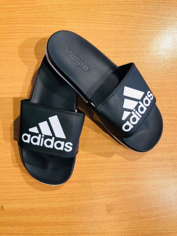 Adidas logo Adilette Slides - Black/White - Image 2